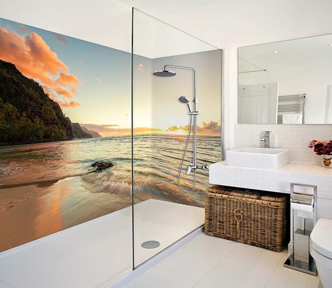 3D Sea Sunset 22 Bathroom Wallpaper Wallpaper AJ Wallpaper 