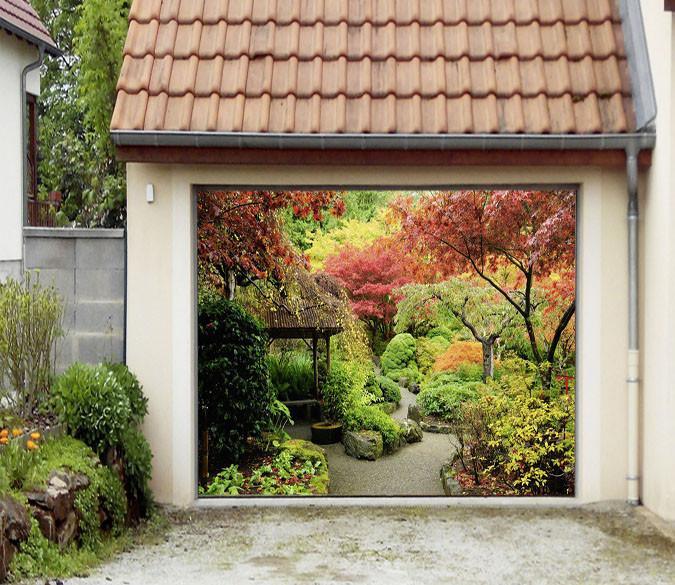 3D Park Colorful Trees 430 Garage Door Mural Wallpaper AJ Wallpaper 