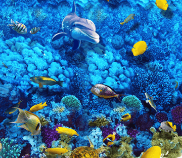 3D Blue Sea Bottom Floor Mural Wallpaper AJ Wallpaper 2 