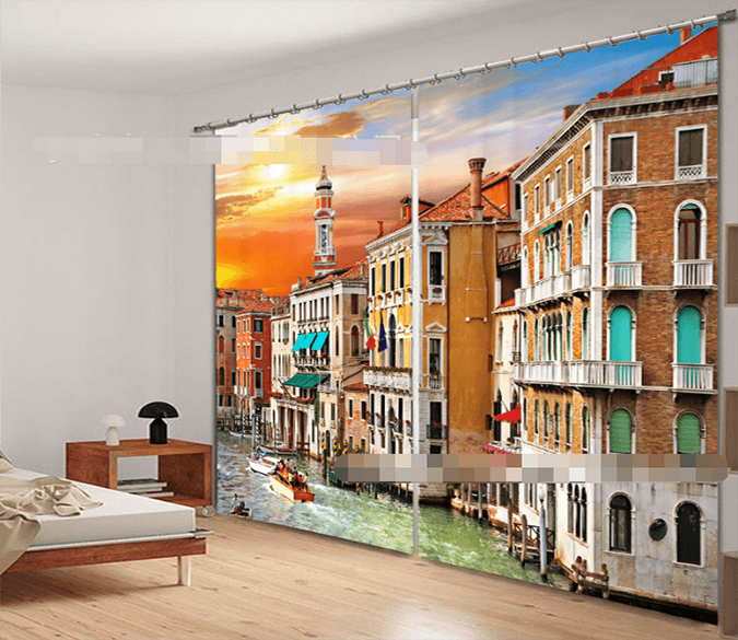 3D Venice Sunset Scenery 2223 Curtains Drapes Wallpaper AJ Wallpaper 
