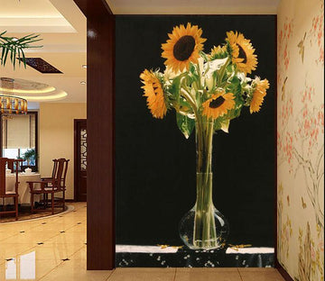 Elegant Sunflowers Vase Wallpaper AJ Wallpaper 