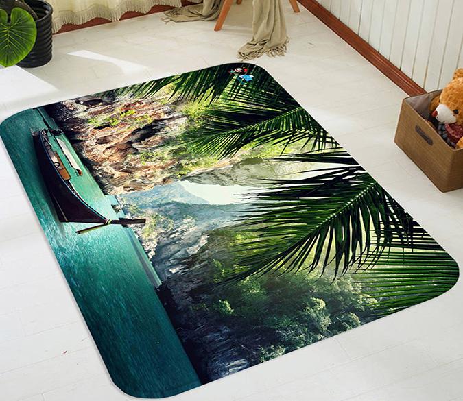 3D Sea Bay Boat 110 Non Slip Rug Mat Mat AJ Creativity Home 
