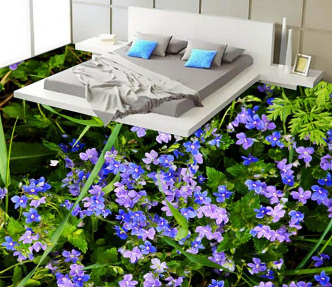 3D Blue Flowers Floor Mural Wallpaper AJ Wallpaper 2 