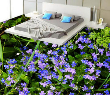 3D Blue Flowers Floor Mural Wallpaper AJ Wallpaper 2 