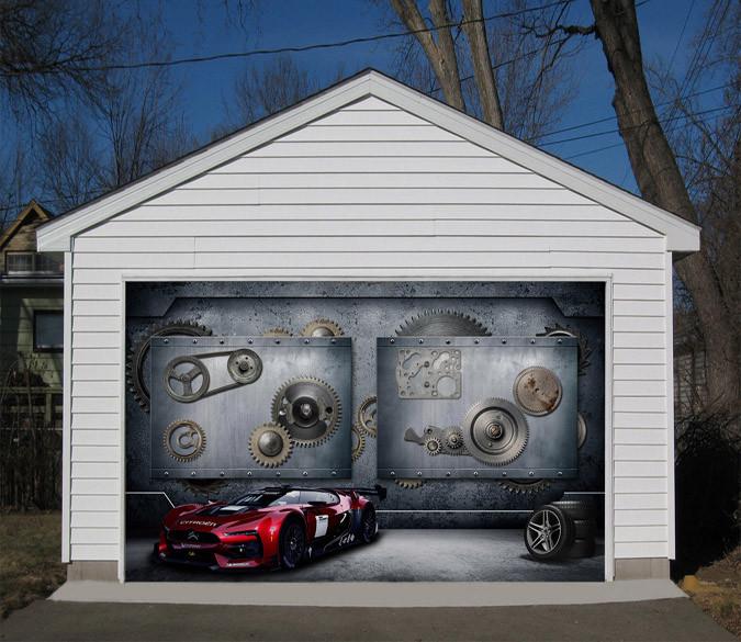 3D Sports Car Gears 384 Garage Door Mural Wallpaper AJ Wallpaper 