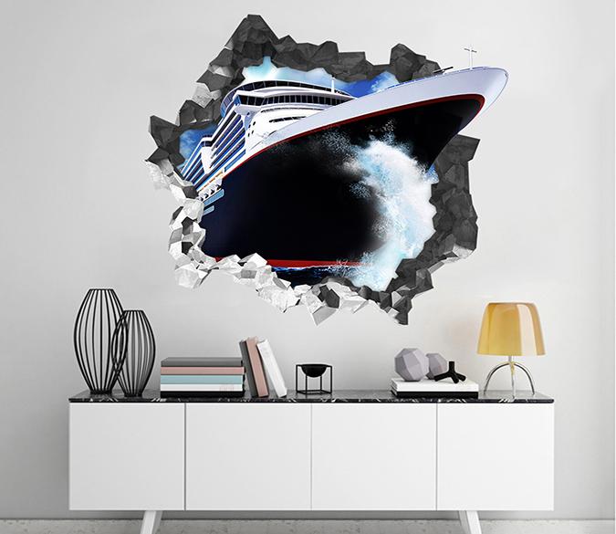 3D Big Ship 97 Broken Wall Murals Wallpaper AJ Wallpaper 