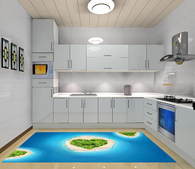 3D Heart Shape Island 129 Kitchen Mat Floor Mural Wallpaper AJ Wallpaper 