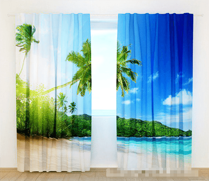 3D Beautiful Beach 1088 Curtains Drapes Wallpaper AJ Wallpaper 