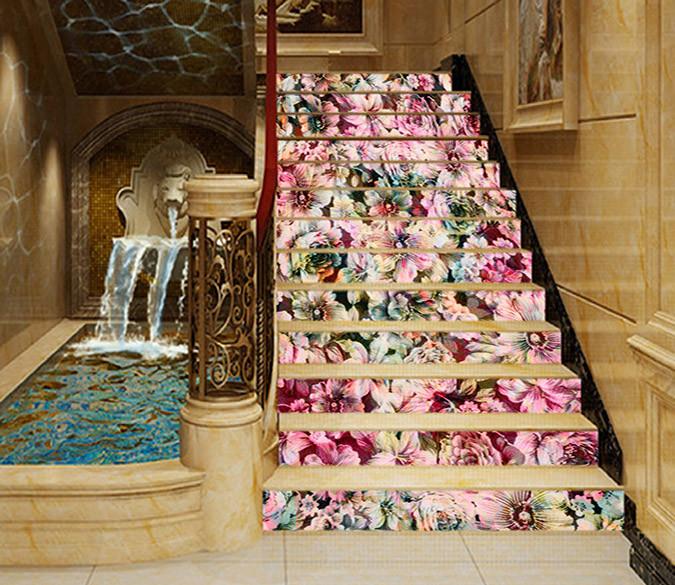 3D Showy Flowers 1441 Stair Risers Wallpaper AJ Wallpaper 