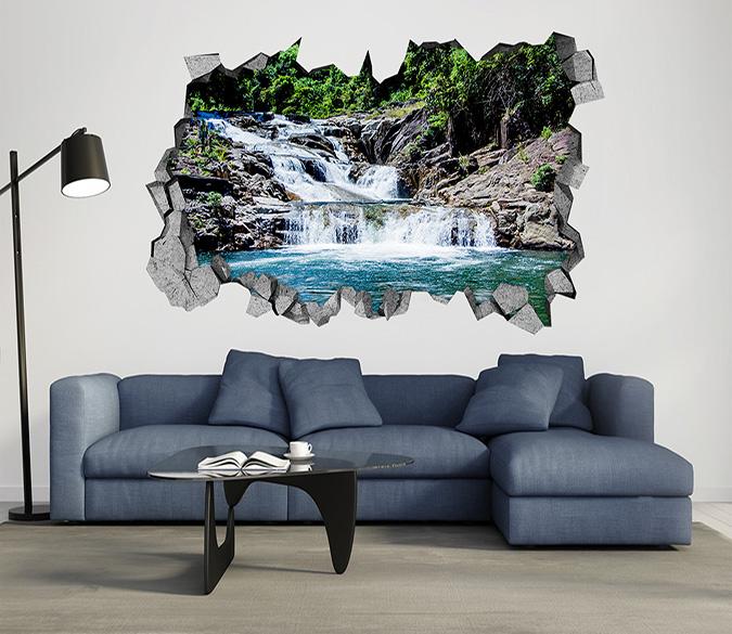 3D River Scenery 128 Broken Wall Murals Wallpaper AJ Wallpaper 