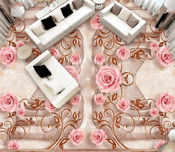 3D Flower Rattan Floor Mural Wallpaper AJ Wallpaper 2 