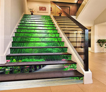 3D Bamboo Forest Wood Road 941 Stair Risers Wallpaper AJ Wallpaper 