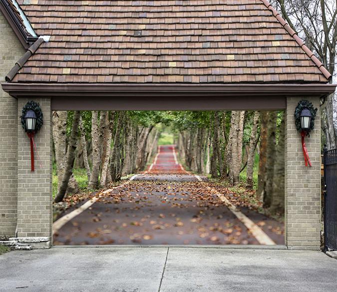 3D Road Trees Fallen Leaves 149 Garage Door Mural Wallpaper AJ Wallpaper 