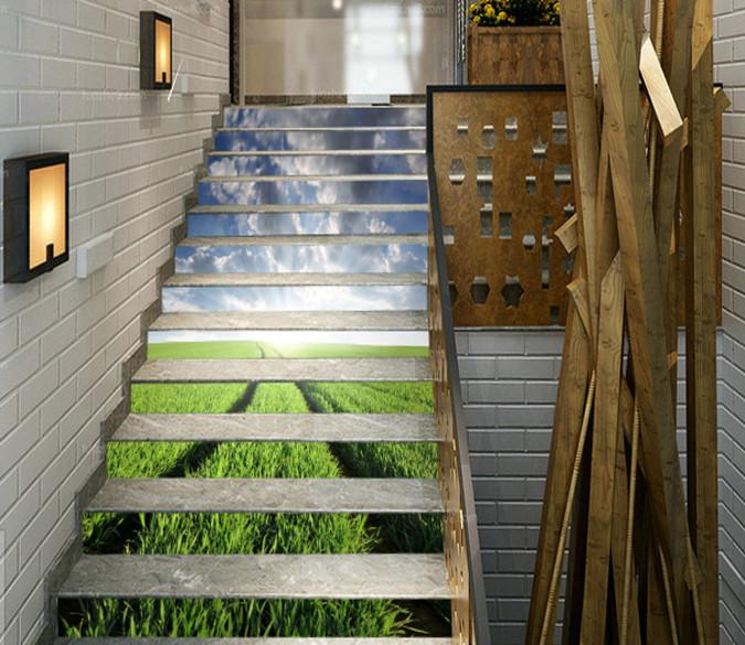 3D Farmland Scenery 116 Stair Risers Wallpaper AJ Wallpaper 
