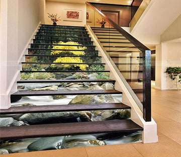 3D Forest Creek Stones 953 Stair Risers Wallpaper AJ Wallpaper 