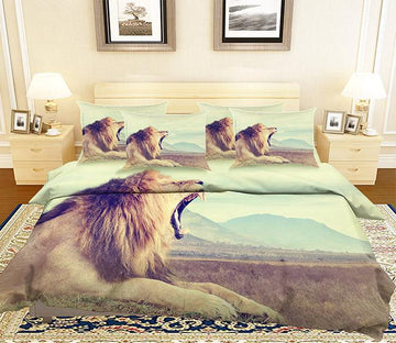 3D Yawning Lion 40 Bed Pillowcases Quilt Wallpaper AJ Wallpaper 