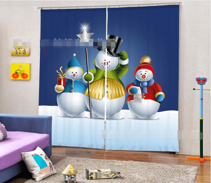 3D Funny Snowman 1382 Curtains Drapes Wallpaper AJ Wallpaper 