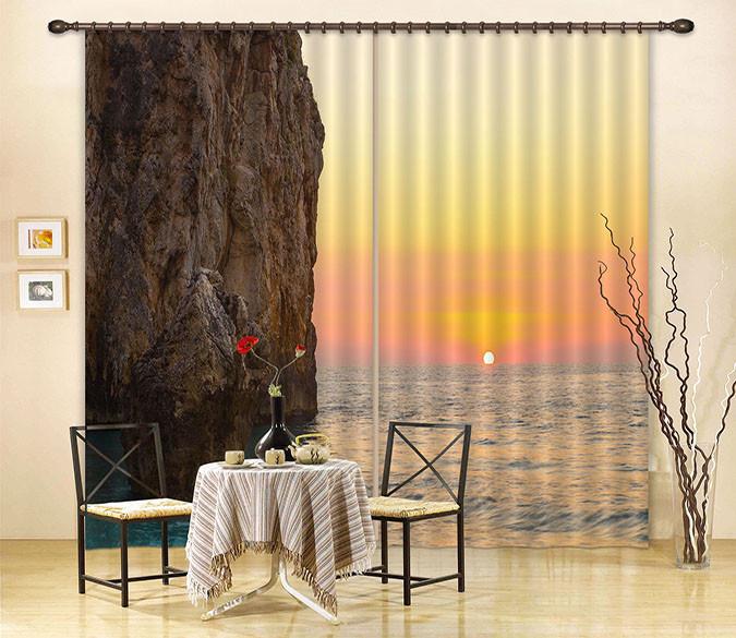 3D Sea Coast Sunset 215 Curtains Drapes Wallpaper AJ Wallpaper 