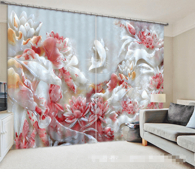 3D Jade Carving Flowers 1030 Curtains Drapes Wallpaper AJ Wallpaper 