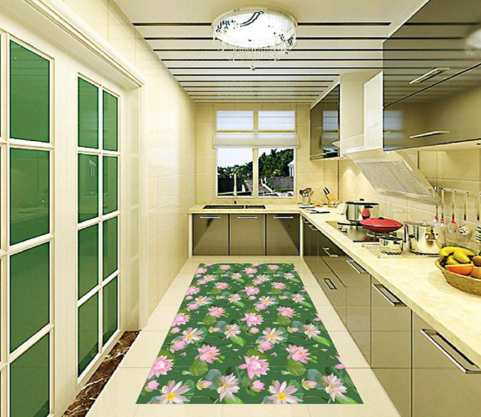 3D Lotus Flowers 538 Kitchen Mat Floor Mural Wallpaper AJ Wallpaper 