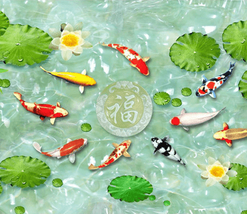 3D Fresh Fish Pond Floor Mural Wallpaper AJ Wallpaper 2 