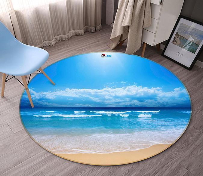 3D Vast Blue Sea 48 Round Non Slip Rug Mat Mat AJ Creativity Home 