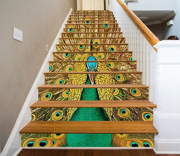 3D Peacock Opening Tail 1504 Stair Risers Wallpaper AJ Wallpaper 