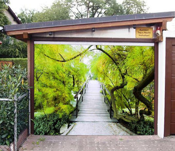 3D Wood Bridge Trees 323 Garage Door Mural Wallpaper AJ Wallpaper 