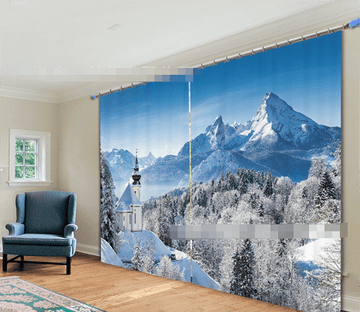 3D Snow Mountain Scenery 2183 Curtains Drapes Wallpaper AJ Wallpaper 