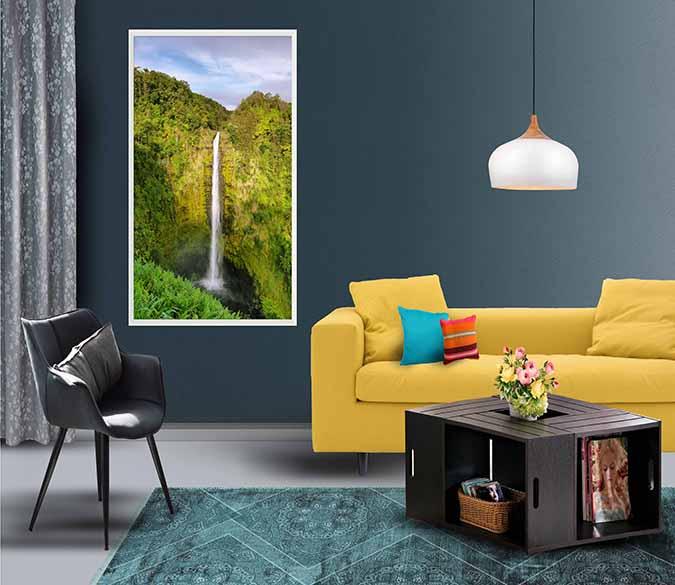 3D Forest Waterfall 060 Fake Framed Print Painting Wallpaper AJ Creativity Home 