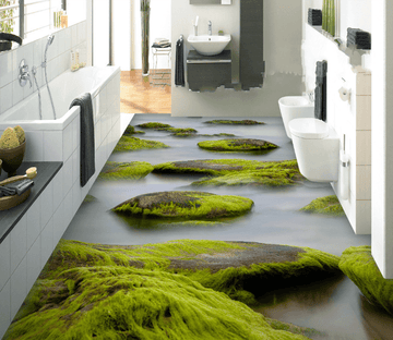 3D Mossy Stones Floor Mural Wallpaper AJ Wallpaper 2 