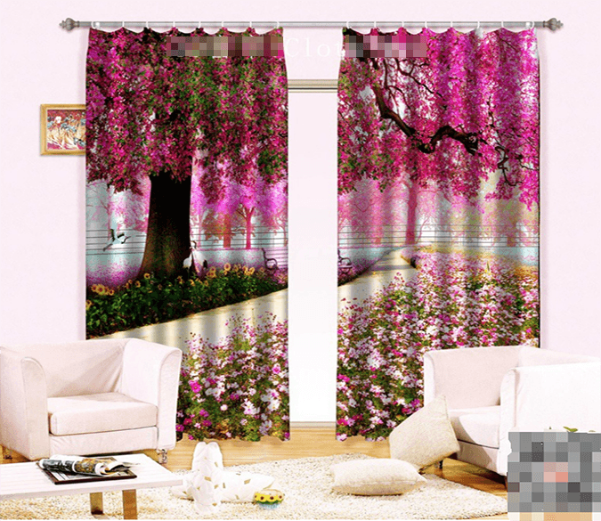 3D Tree Gorgeous Flowers 1014 Curtains Drapes Wallpaper AJ Wallpaper 