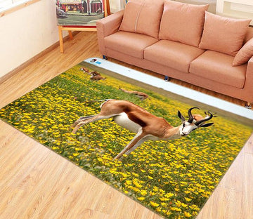 3D Flowers Field Antelope 237 Non Slip Rug Mat Mat AJ Creativity Home 