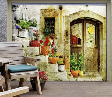 3D Gate Potted Flowers 446 Garage Door Mural Wallpaper AJ Wallpaper 