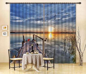 3D Lake Sunset Scenery 593 Curtains Drapes Wallpaper AJ Wallpaper 