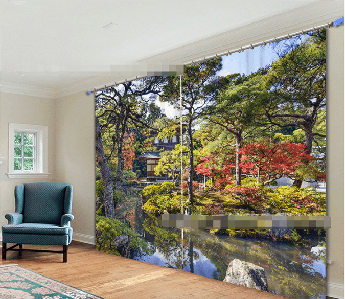 3D Park River 2212 Curtains Drapes Wallpaper AJ Wallpaper 