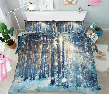 3D Snowing Forest 59 Bed Pillowcases Quilt Wallpaper AJ Wallpaper 