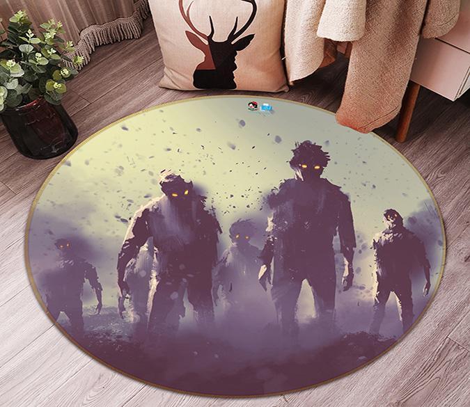 3D Zombies 59 Round Non Slip Rug Mat Mat AJ Creativity Home 