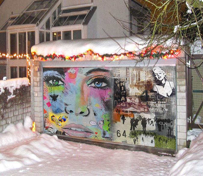3D Graffiti Face 371 Garage Door Mural Wallpaper AJ Wallpaper 