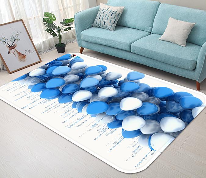 3D Blue And White Balloons 29 Non Slip Rug Mat Mat AJ Creativity Home 
