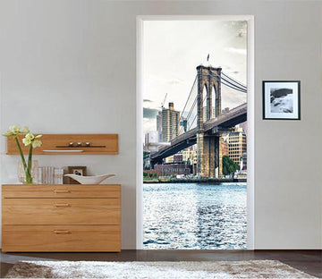 3D New York Brooklyn Bridge 54 Door Mural Wallpaper AJ Wallpaper 