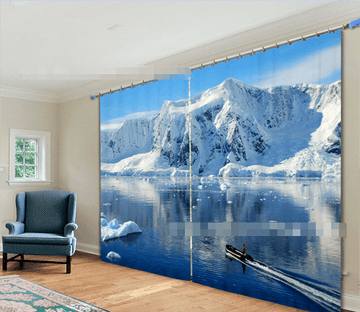 3D Snow Mountain Clear Lake 2175 Curtains Drapes Wallpaper AJ Wallpaper 