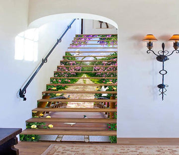 3D Garden Flowers Birds 1610 Stair Risers Wallpaper AJ Wallpaper 