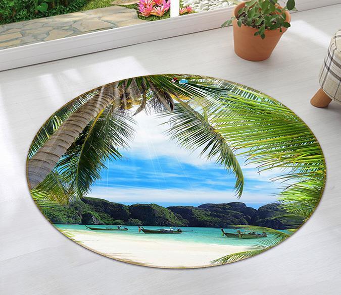 3D Tropical Beach Scenery 134 Round Non Slip Rug Mat Mat AJ Creativity Home 