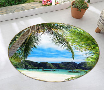 3D Tropical Beach Scenery 134 Round Non Slip Rug Mat Mat AJ Creativity Home 