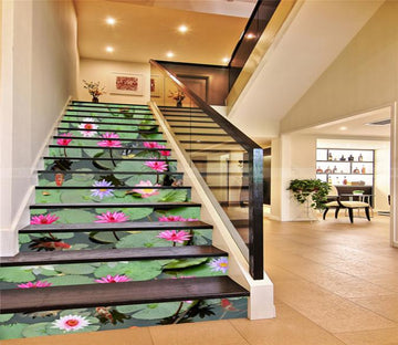 3D Lotus Flowers Pond 780 Stair Risers Wallpaper AJ Wallpaper 