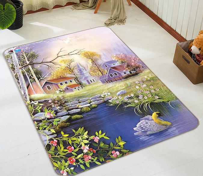 3D Village Pond Painting 174 Non Slip Rug Mat Mat AJ Creativity Home 
