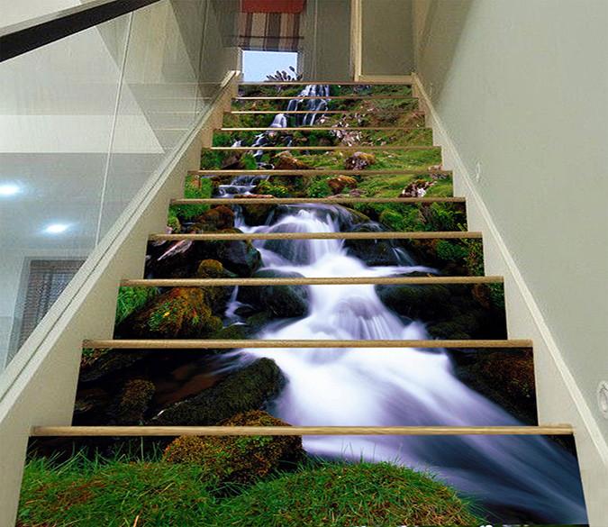 3D Beautiful Stream 1445 Stair Risers Wallpaper AJ Wallpaper 