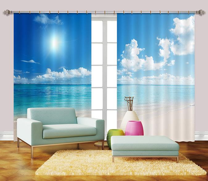 3D Sunny Sea Scenery 2265 Curtains Drapes Wallpaper AJ Wallpaper 
