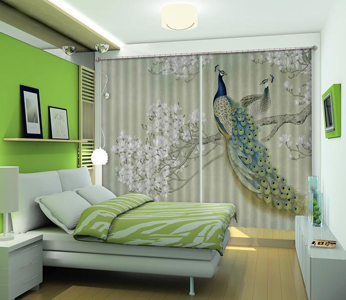 3D Flowers Tree Peacocks 431 Curtains Drapes Wallpaper AJ Wallpaper 